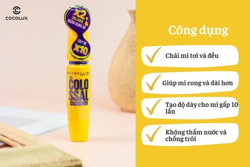 Ưu điểm nổi bật của Mascara Maybelline Colossal Waterproof Black