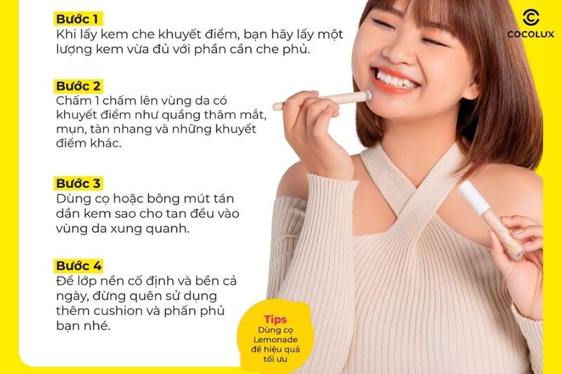 Hướng dẫn chi tiết cách sử dụng Che Khuyết Điểm Lemonade Matte Addict Concealer