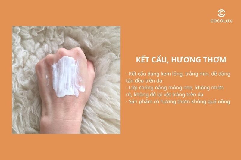 Kết cấu v&agrave; m&ugrave;i hương&nbsp;của kem chống nắng Vichy Capital Soleil Dry Touch Face Fluid