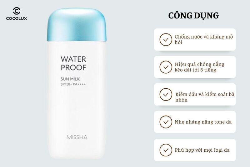 Công dụng nổi bật của Sữa Chống Nắng Missha Waterproof Sun Milk