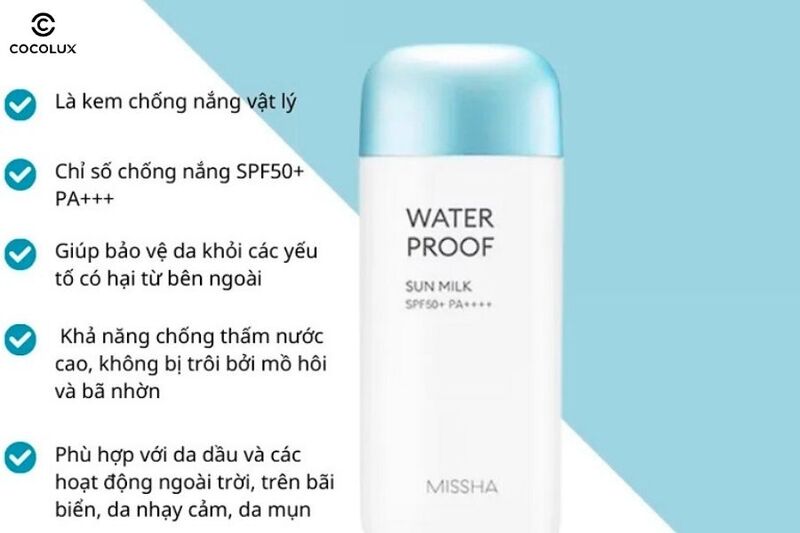 Sữa Chống Nắng Missha Waterproof Sun Milk có nhiều ưu điểm nổi trội