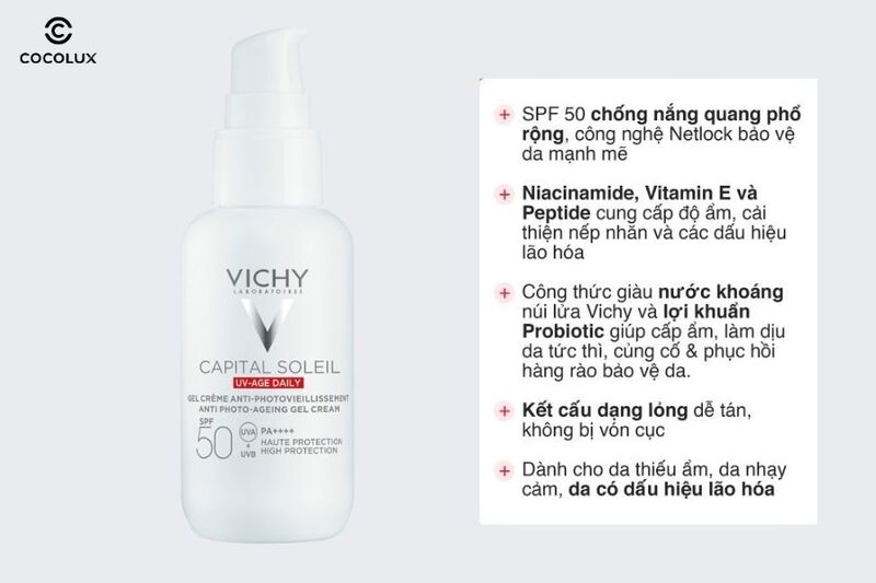 C&ocirc;ng dụng nổi bật của Gel Chống Nắng Vichy Capital Soleil UV Age Daily
