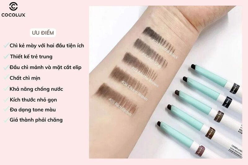 Ưu điểm của ch&igrave; kẻ m&agrave;y Dearmay Sketch Eyebrow Pencil
