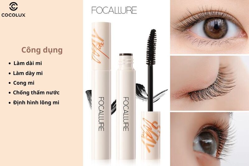 C&ocirc;ng dụng ch&iacute;nh của Mascara Focallure l&agrave;m d&agrave;i d&agrave;y cong mi chống thấm nước l&acirc;u tr&ocirc;i