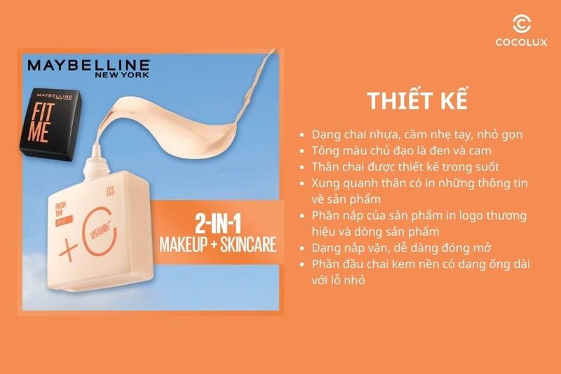 Thiết kế của kem nền Maybelline Fit Me Foundation Fresh Tint SPF50