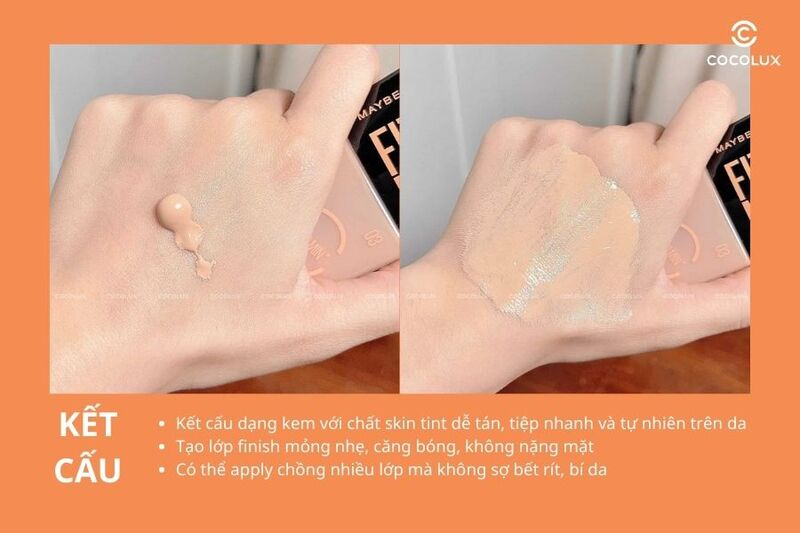 Kết cấu của kem nền Maybelline Fit Me Foundation Fresh Tint SPF50