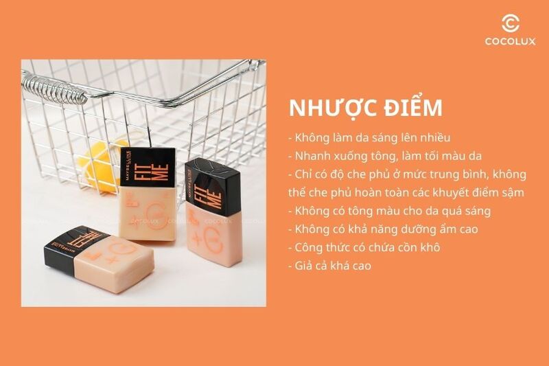 Nhược điểm của kem nền Maybelline Fit Me Foundation Fresh Tint SPF50