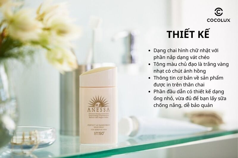Thiết kế của sữa chống nắng Anessa cho da nhạy cảm v&agrave; trẻ em SPF50+ 60ml