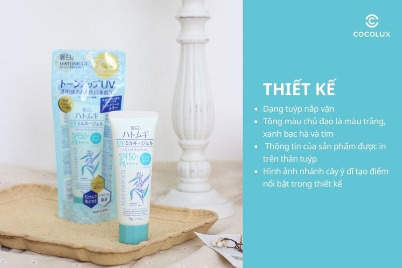 Thiết kế của kem chống nắng Hatomugi UV Care & Tone Up