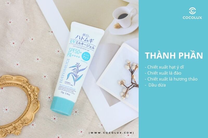 Thành phần của kem chống nắng Hatomugi UV Care & Tone Up