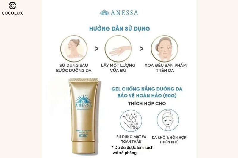 Hướng dẫn sử dụng Gel chống nắng ANESSA dưỡng ẩm 90g