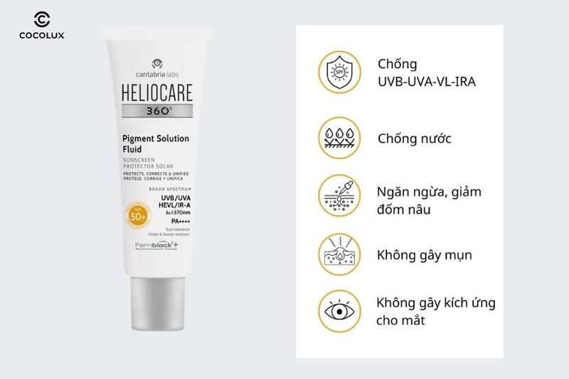 Ưu điểm của kem chống nắng Heliocare Pigment Solution Fluid