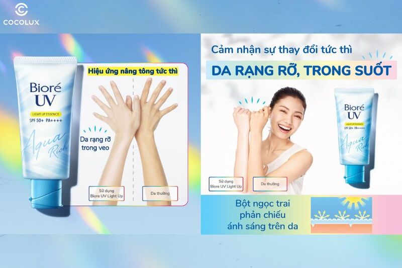 Trải nghiệm sử dụng kem chống nắng Bioré UV Aqua Rich Light Up Essence