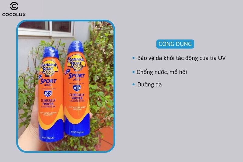 Công dụng chính của xịt chống nắng Banana Boat Sport SPF 100 170g