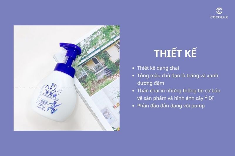 Thi&ecirc;́t k&ecirc;́ bọt rửa mặt Hatomugi Ý Dĩ Dưỡng &Acirc;̉m, Trắng Da 160ml