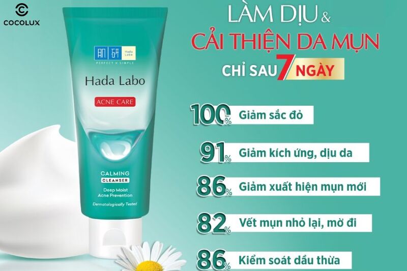 Công dụng của kem rửa mặt Hada Labo Acne Care Calming Cleanser cho da mụn và nhạy cảm