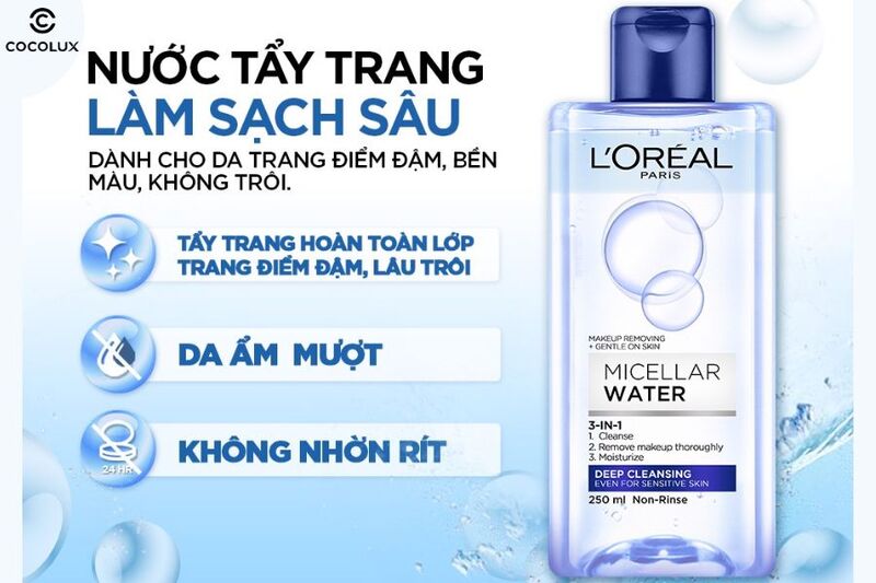 Công dụng chính của nước tẩy trang Loreal Micellar Water làm sạch sâu trang điểm