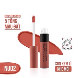 Son Kem Maybelline Sensational Liquid Matte Lipstick The Nudes NU02 Cam Gạch 7ml