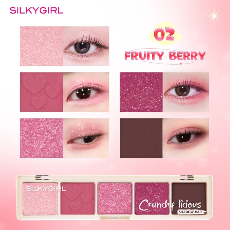 Bảng Phấn Mắt Silkigirl Crunchy-Licious Shadow Bar 5 Màu #02 Fruity Berry