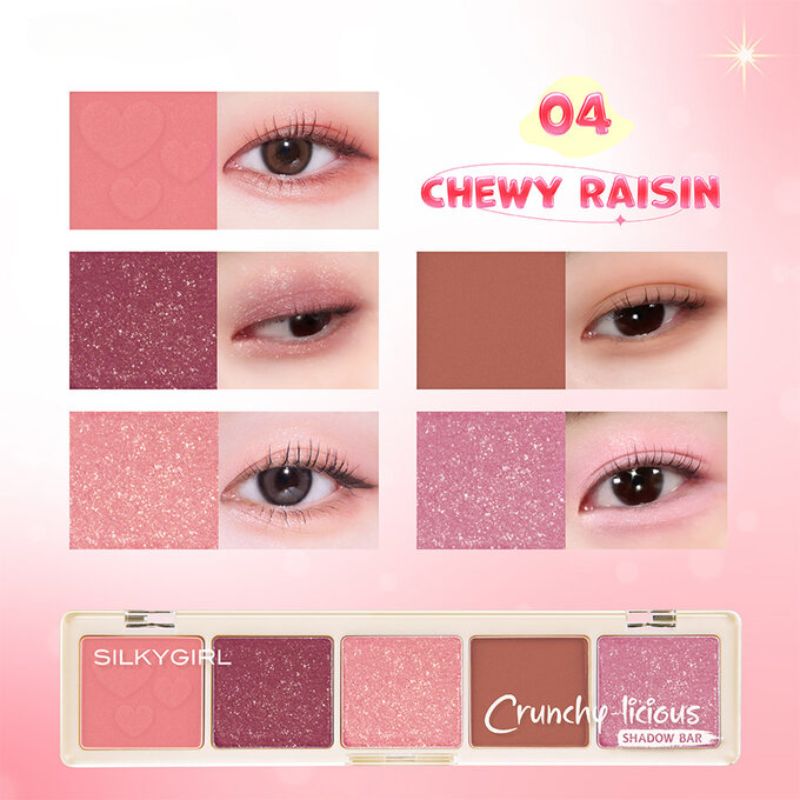 Bảng Phấn Mắt Silkigirl Crunchy-Licious Shadow Bar  5 Màu #04 Chewy Raisin