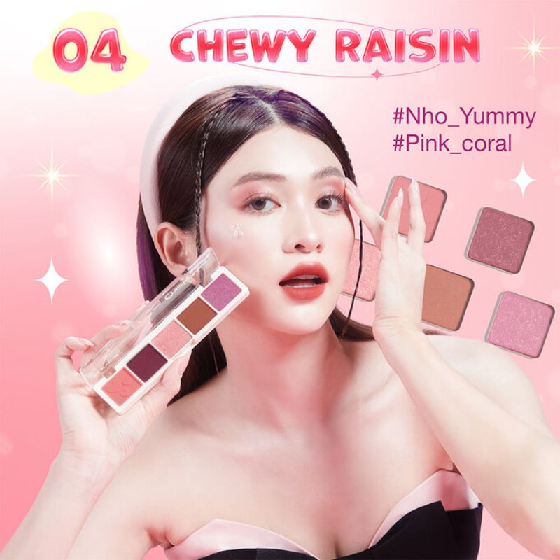 Bảng Phấn Mắt Silkigirl Crunchy-Licious Shadow Bar  5 Màu #04 Chewy Raisin