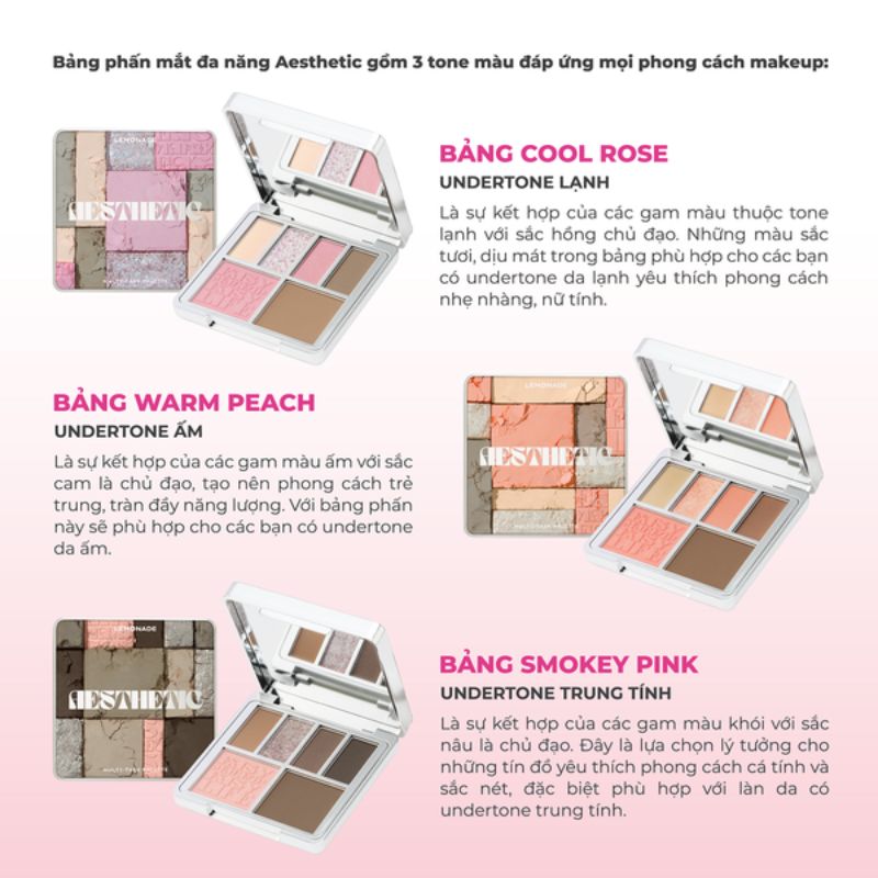 Bảng Phấn Mắt Lemonade Aesthetic Multi - Tash Palette - 01 Cool Rose