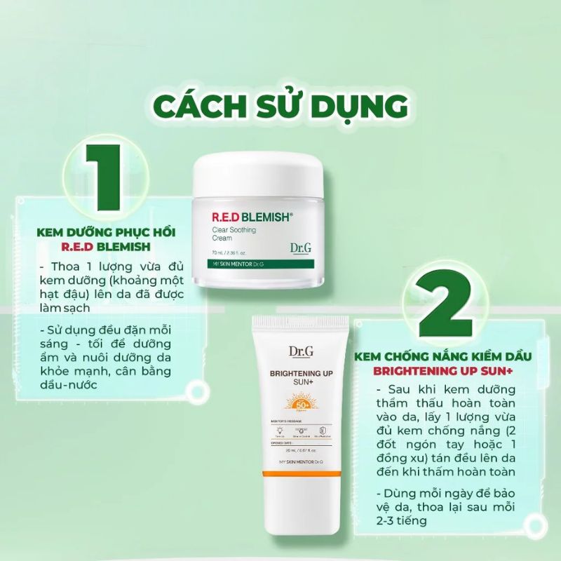 Bộ 2 Món Chăm Sóc Da Dr.G - R.E.D Blemish (Kem Dưỡng 70ml + Kem Chống Nắng 20ml)