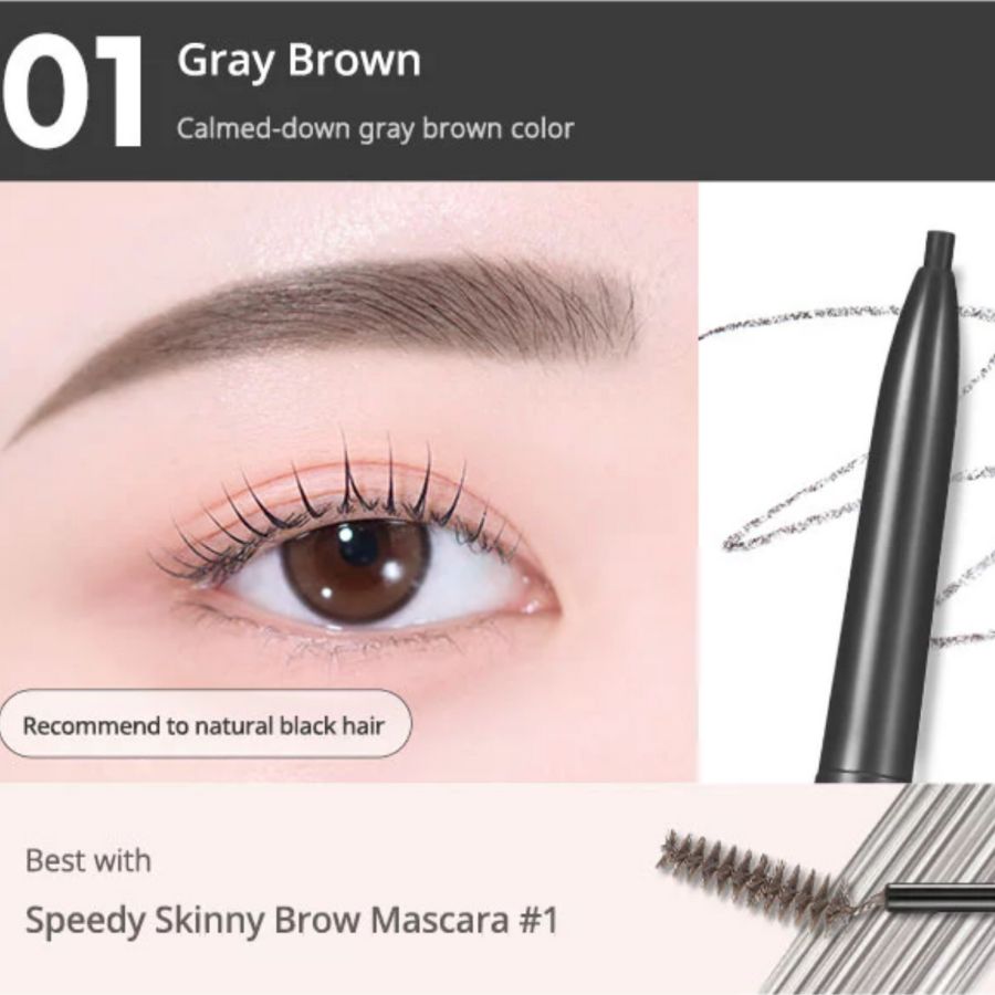 Chì Kẻ Mày Peripera Speedy Skinny Brown 01 Gray Brown