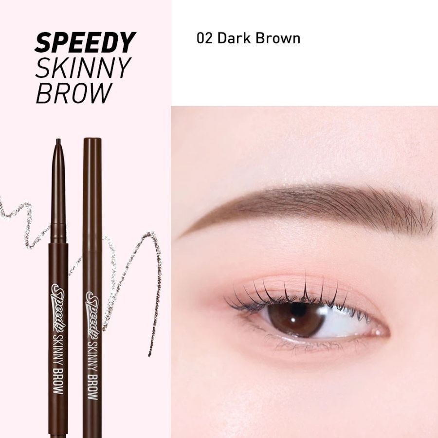 Chì Kẻ Mày Peripera Speedy Skinny Brown 02 Dark Brown