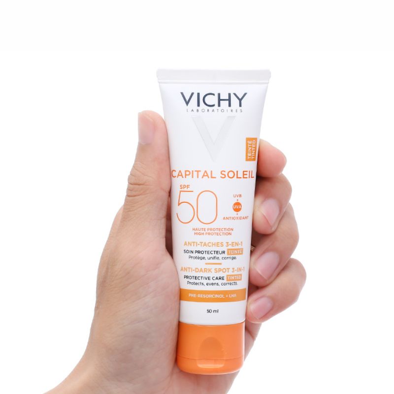 Kem Chống Nắng Vichy Capital Soleil Anti Dark spot 3in1 Không Bóng Nhờn, Giảm Thâm Nám 50ml