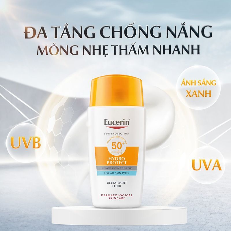 Combo Eucerin Tinh Chất Giảm Dấu Hiệu Lão Hóa Hyaluron-Filler Epicelline 30ml + Kem Chống Nắng Mỏng Nhẹ Cho Da Nhạy Cảm Hydro Ultra Light Fluid SPF 50+ 50ml