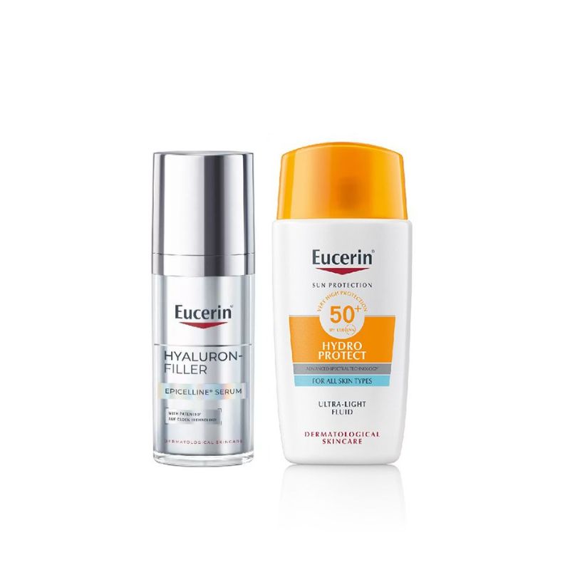 Combo Eucerin Tinh Chất Giảm Dấu Hiệu Lão Hóa Hyaluron-Filler Epicelline 30ml + Kem Chống Nắng Mỏng Nhẹ Cho Da Nhạy Cảm Hydro Ultra Light Fluid SPF 50+ 50ml