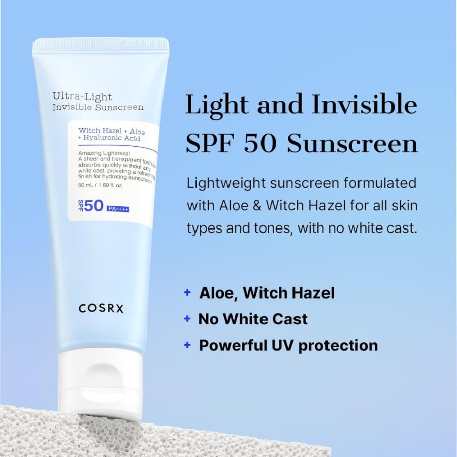 Combo Miếng Dán Mụn Cosrx Clear Fit Master Patch (Đen) + Kem Chống Nắng Cosrx Ultra-Light Invisible Sunscreen SPF50 PA++++