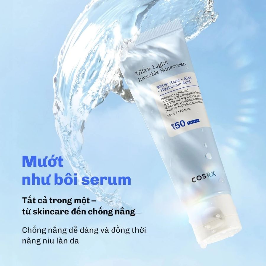 Combo Miếng Dán Mụn Cosrx Clear Fit Master Patch (Đen) + Kem Chống Nắng Cosrx Ultra-Light Invisible Sunscreen SPF50 PA++++