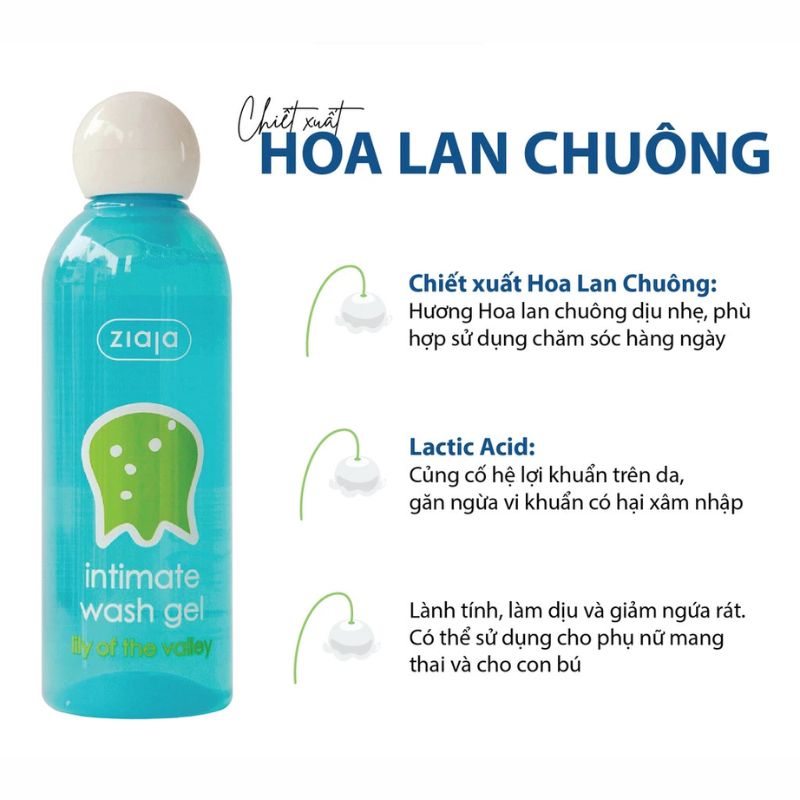 Dung Dịch Vệ Sinh Ziaja Intimate Wash Gel Lily of The Valley 200ml (Hoa Lan Chuông)