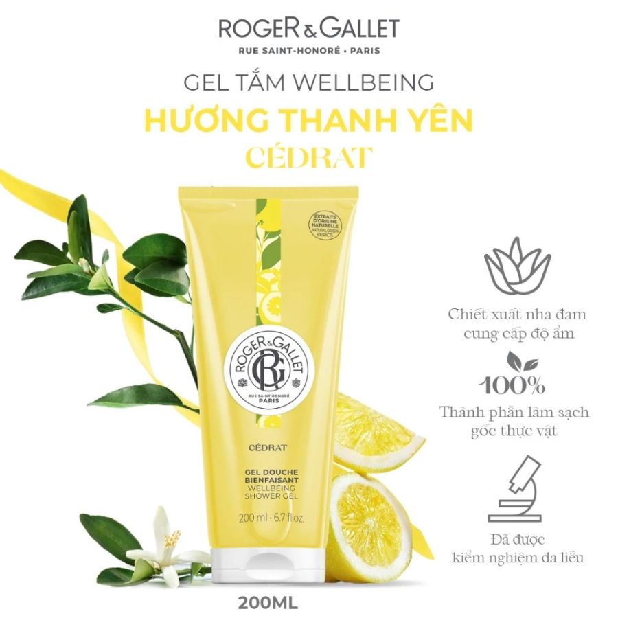 Gel Tắm Tạo Bọt Roger & Gallet Cedrat Wellbeing Shower 200ml