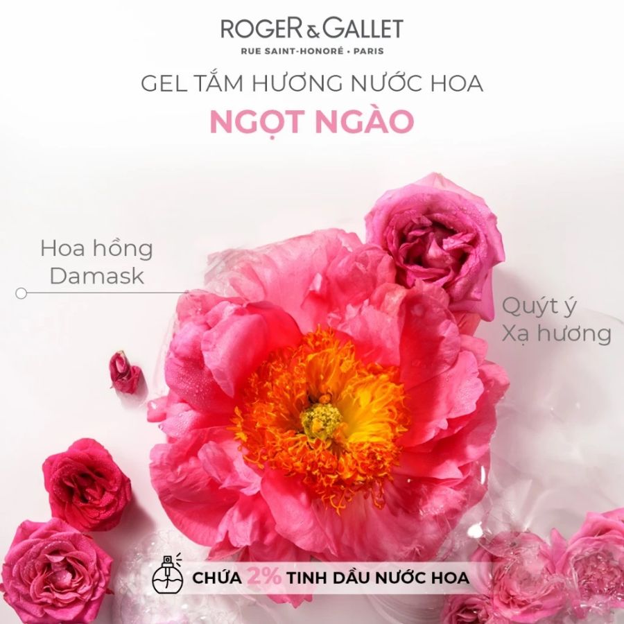 Gel Tắm Tạo Bọt Roger & Gallet Rose Wellbeing Shower 200ml