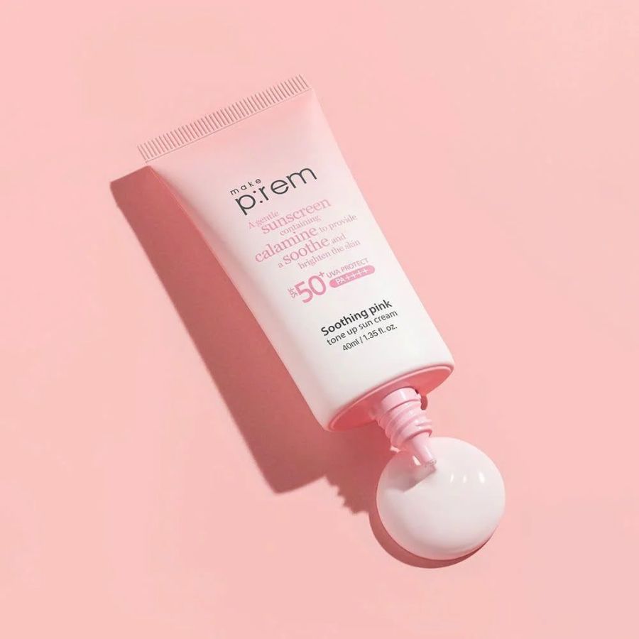 Kem Chống Nắng Make P:rem Soothing Pink Tone Up Sun Cream SPF50+ PA++++ Chống Nắng Vật Lý Nâng Tông