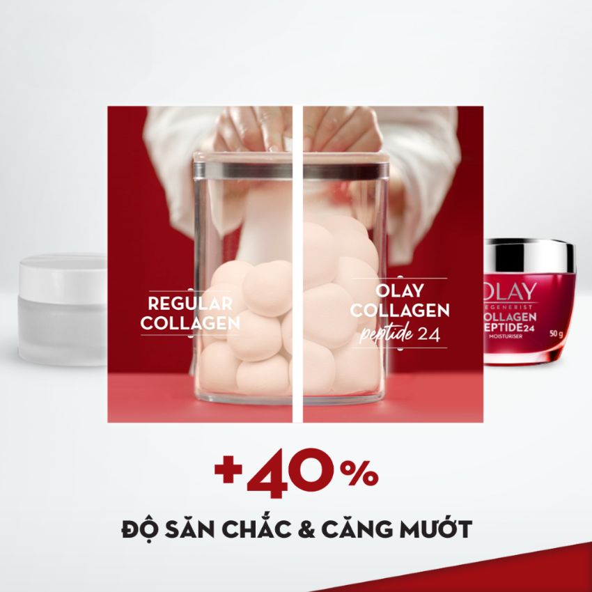 Kem dưỡng ẩm Olay Collagen Peptide 24 căng mướt, sáng khỏe & phục hồi dấu hiệu lão hóa 50g