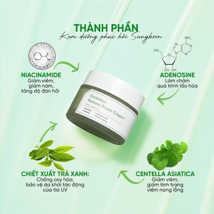 Kem Dưỡng Sungboon Cocklebur Namomi Repair Cream+ Phục Hồi Da 50ml