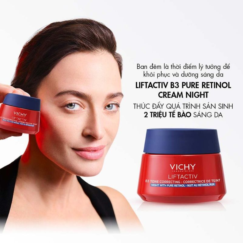 Kem Dưỡng Vichy Mờ Nám Dưỡng Sáng Da Ban Đêm Liftactiv B3 Pure Retinol Cream Night 50ml