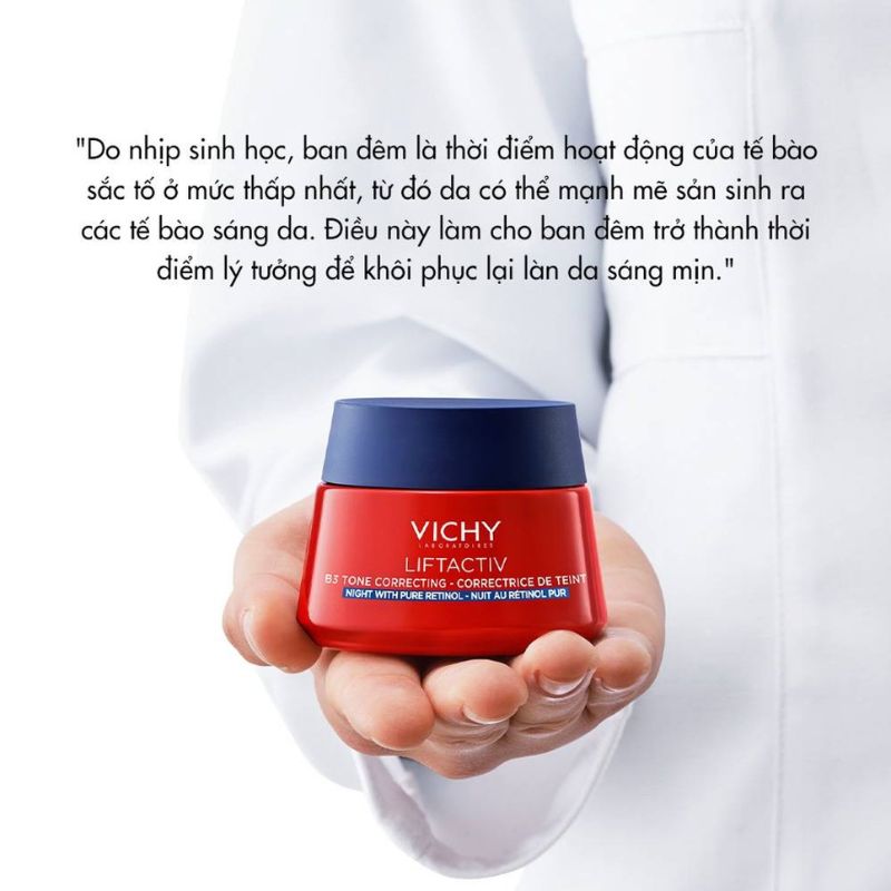 Kem Dưỡng Vichy Mờ Nám Dưỡng Sáng Da Ban Đêm Liftactiv B3 Pure Retinol Cream Night 50ml