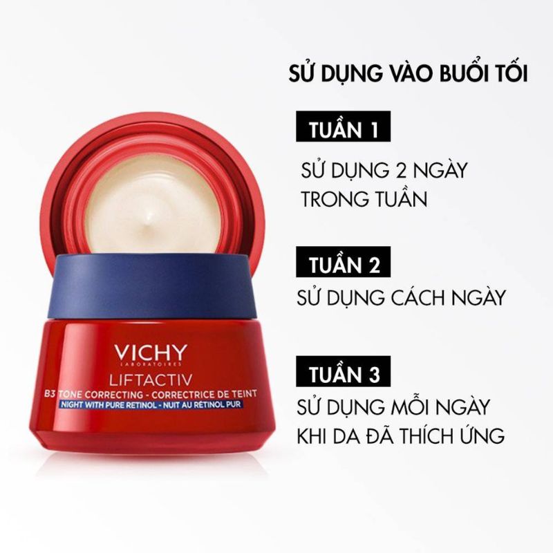 Kem Dưỡng Vichy Mờ Nám Dưỡng Sáng Da Ban Đêm Liftactiv B3 Pure Retinol Cream Night 50ml