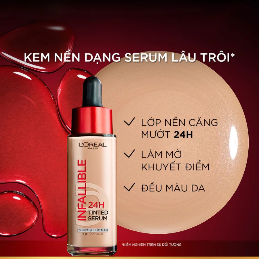 Kem Nền L'Oreal Paris Infallible 24H Tinted Serum - Light