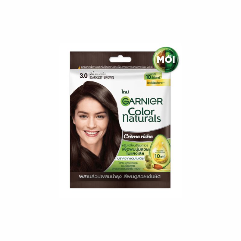 Kem Nhuộm Tóc Garnier Color Naturals Creme Riche Màu 3 - Nâu Tự Nhiên (Gói)