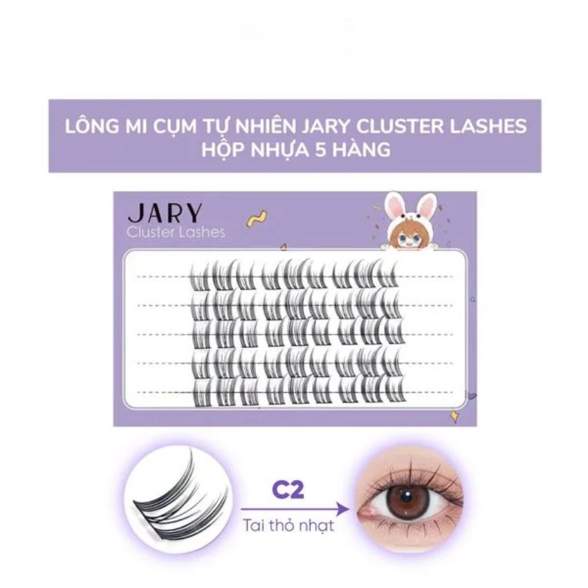 Lông Mi Giả Jary Mi Cụm Tự Nhiên - C2 Tai Thỏ Nhạt