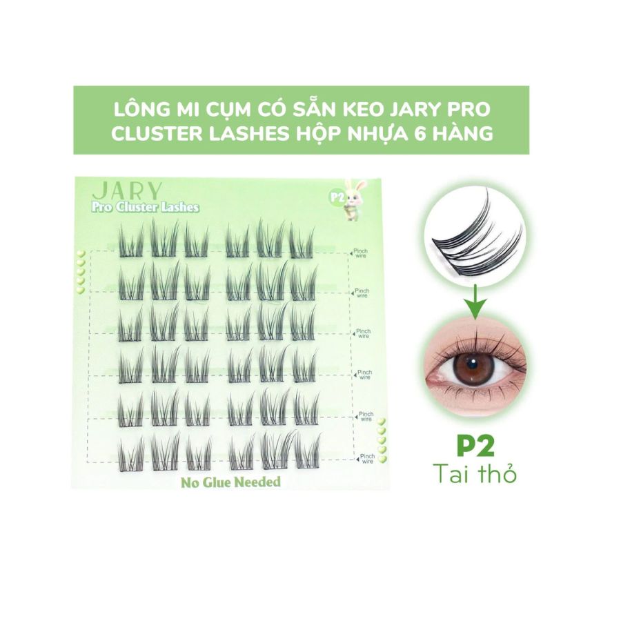 Lông Mi Giả Jary Pro Cluster Lasher Có Sẵn Keo - P2 Tai Thỏ