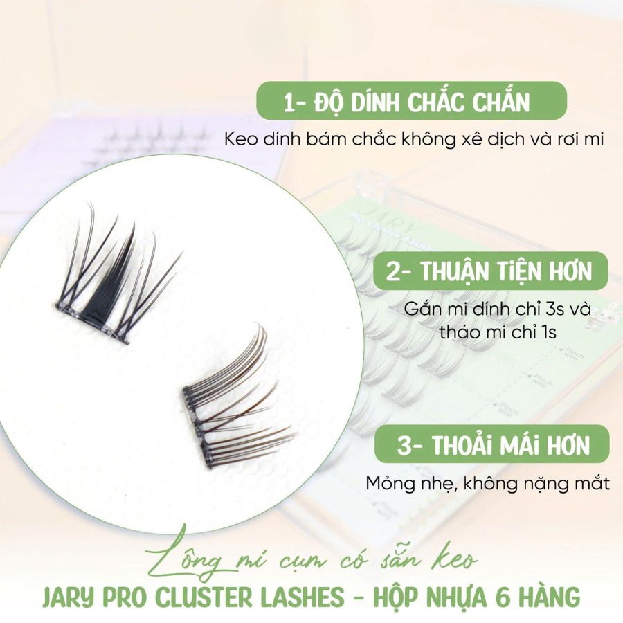Lông Mi Giả Jary Pro Cluster Lasher Có Sẵn Keo - P2 Tai Thỏ