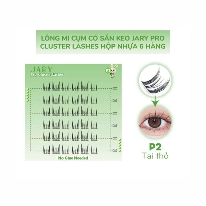 Lông Mi Giả Jary Pro Cluster Lashes Có Sẵn Keo - Fullbox P2 Tai Thỏ