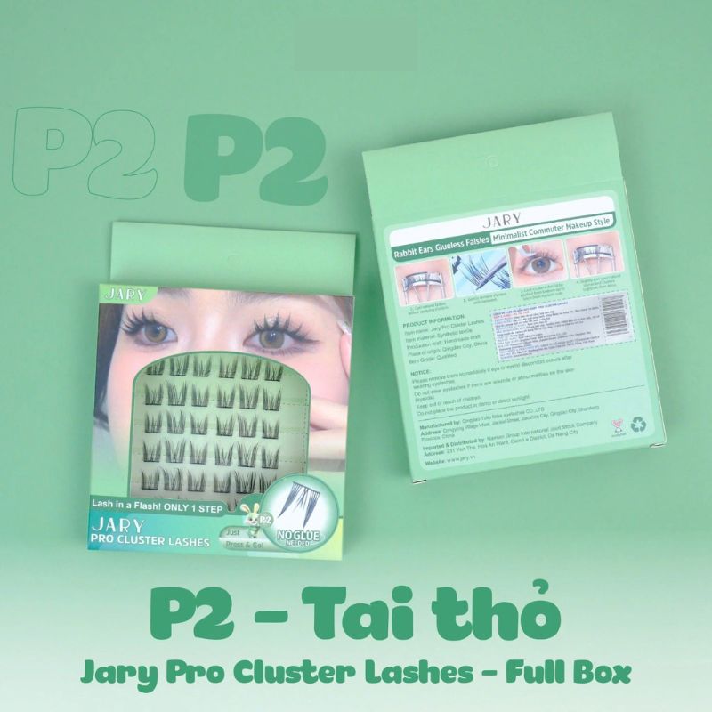 Lông Mi Giả Jary Pro Cluster Lashes Có Sẵn Keo - Fullbox P2 Tai Thỏ